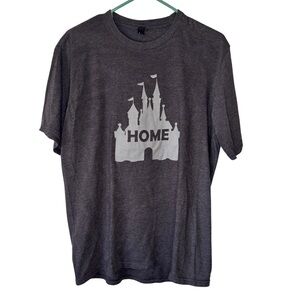 3/$20 Disney Castle Home Dark Gray Short Sleeve Shirt